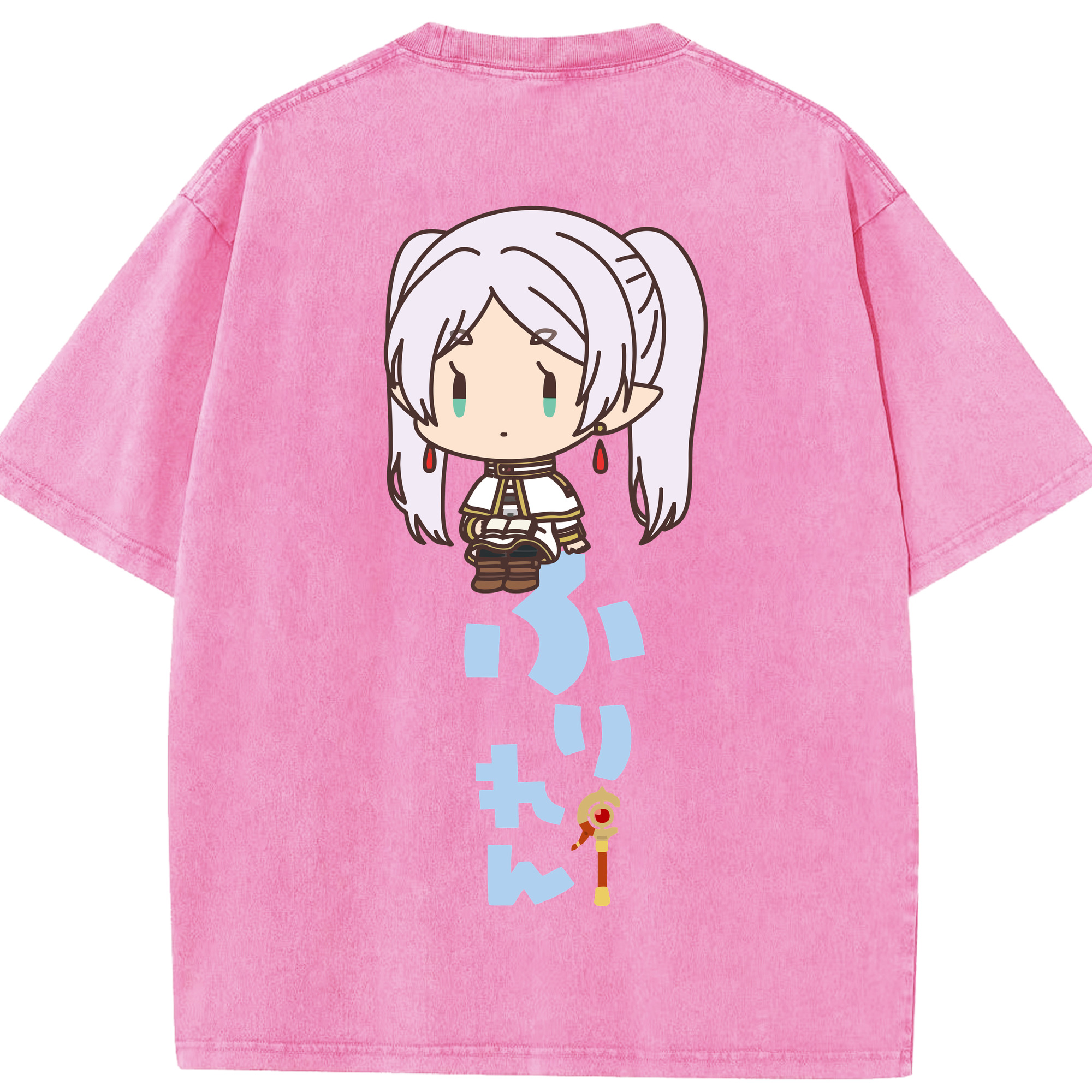 （画像用） 葬送のフリーレン Frieren 綿100% ヴィンテージ風 半袖Tシャツ（背面プリント）